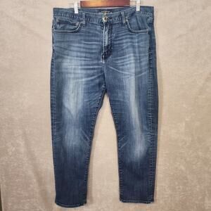 Mens Lucky brand 410 Athletic Fit Size 38 X 30 Denim Stone washed Whisker Jeans
